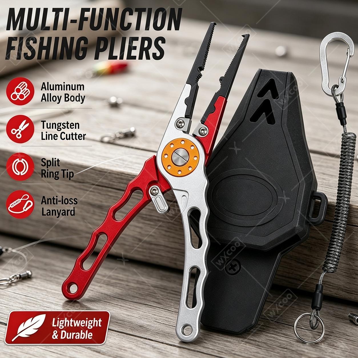Fishing Hook Sharpener - Pince à anneaux fendus WXCOO, dégorgeoir,