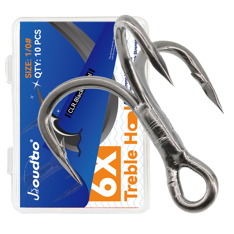 Fishing Hook Assortment - 6X hameçons triples de pêche noirs