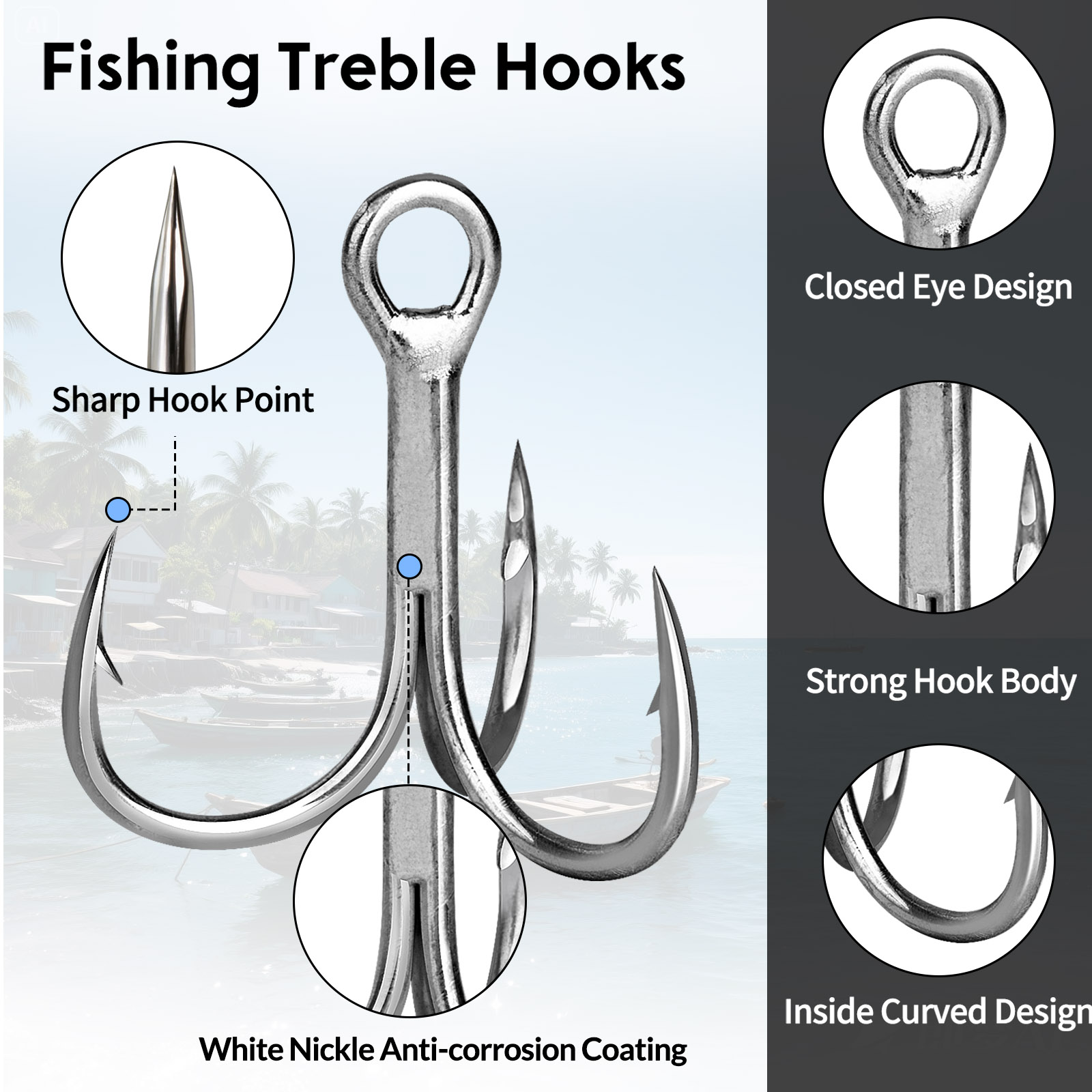 Hameçons triples 9KM pour eau  - Fishing Hook Assortment avis et prix